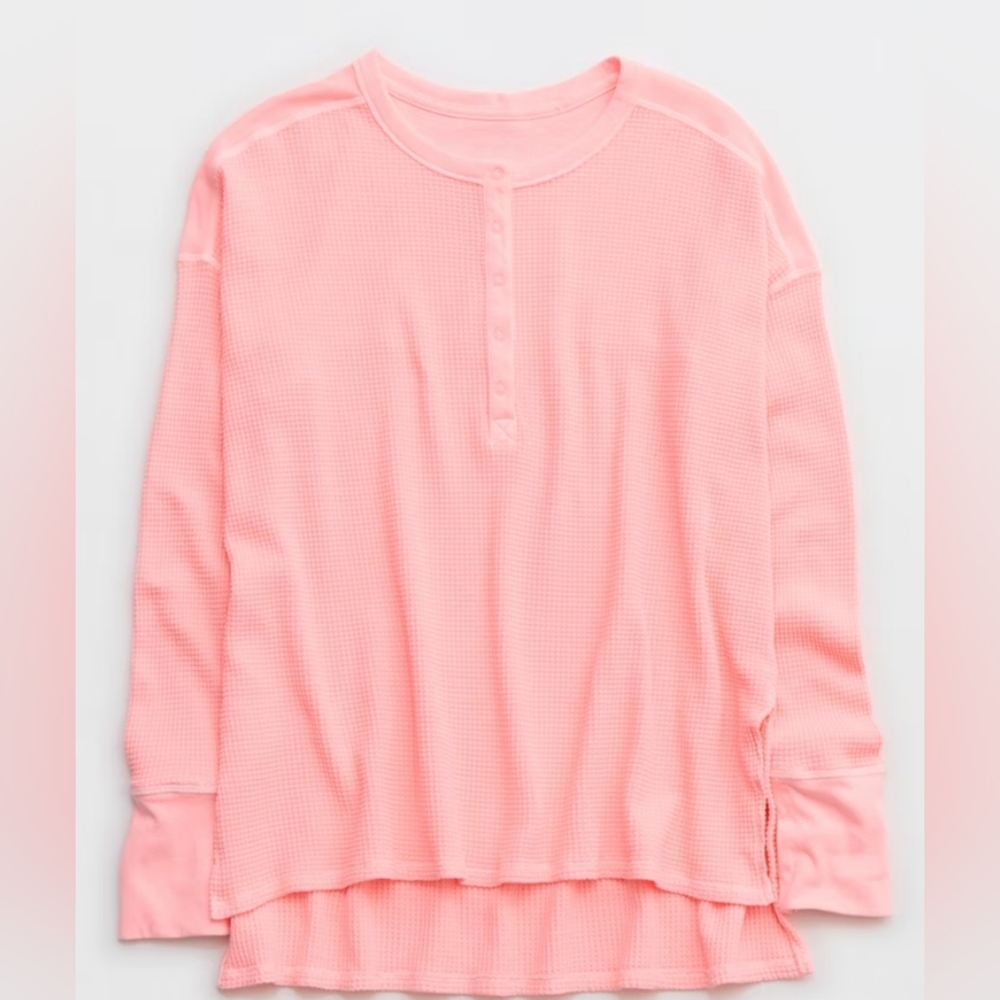 EUC Offline by Aerie Waffle Henley Shirt Women's Size XS